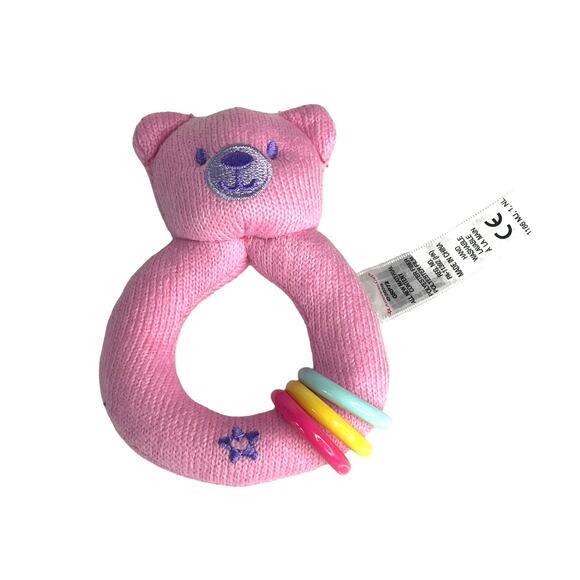 American Girl BITTY BABY Doll RATTLE TOY 5" Teddy Bear & Rings Accessory Plush! - Picture 4 of 4